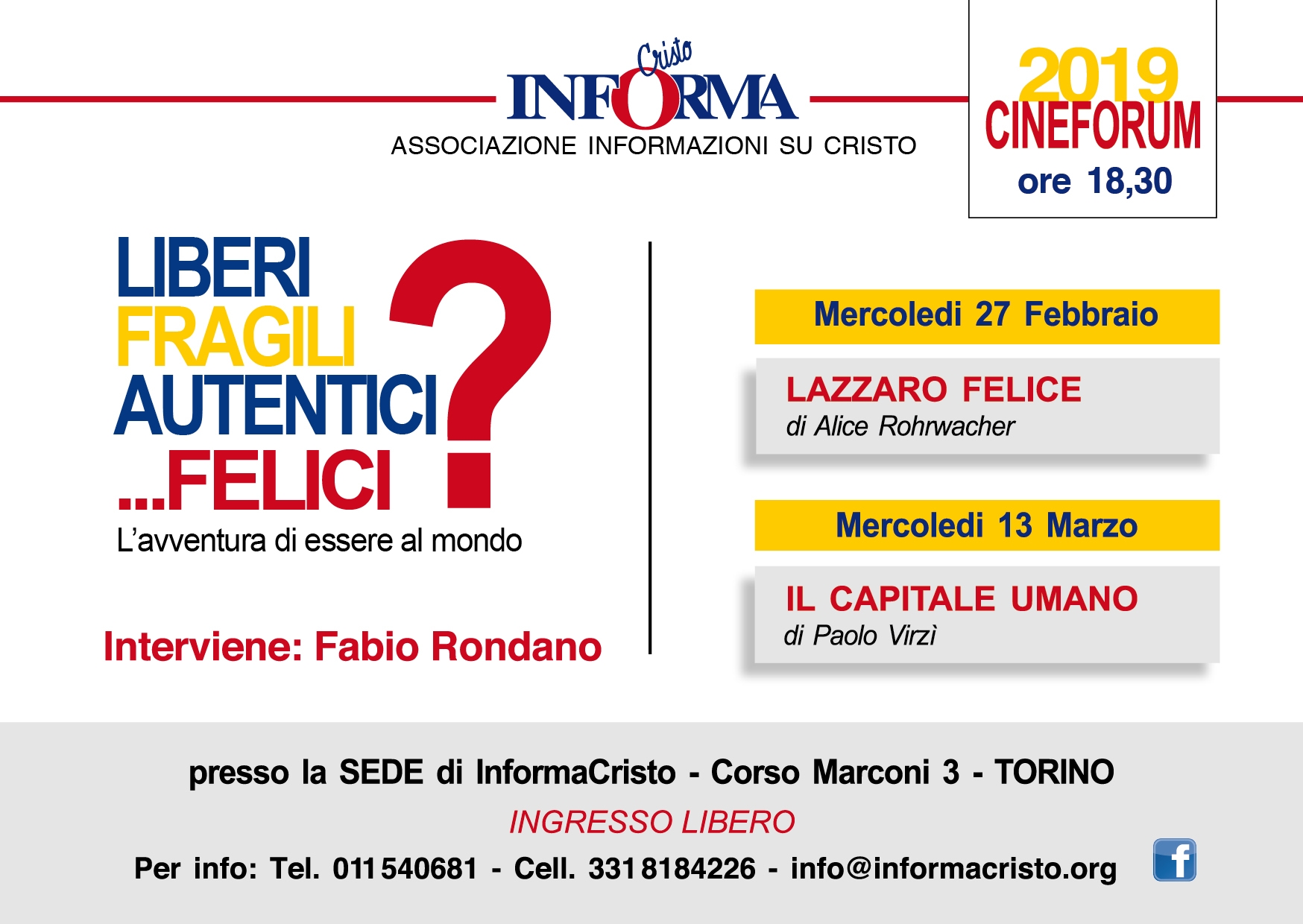 PROSSIMI INCONTRI PRESSO LA SEDE DI TORINO