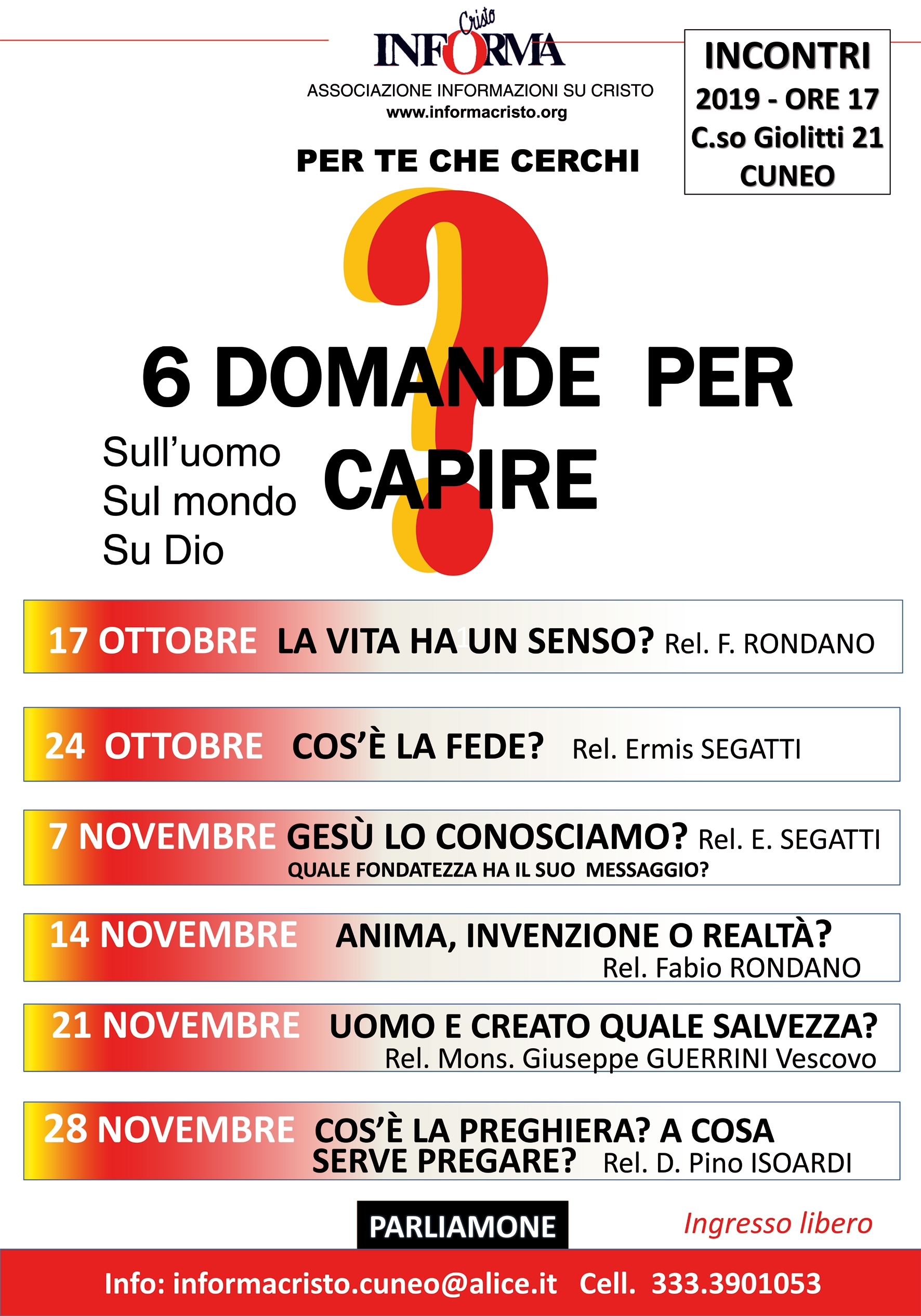 INCONTRI 2019 A CUNEO